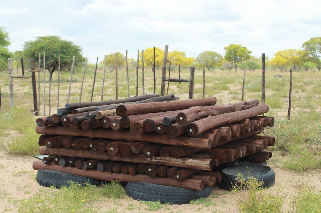 Gum poles at a ranch for land partitioning